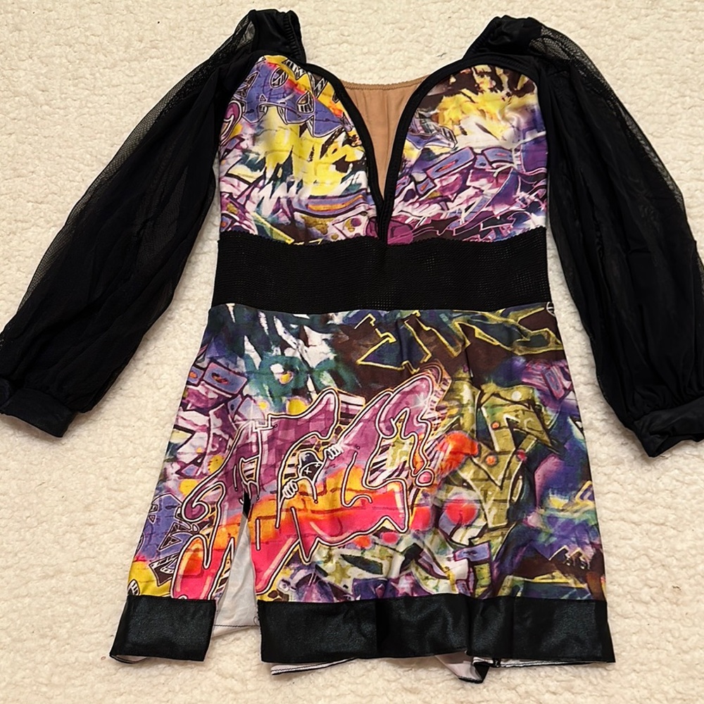 Multicolor Dance Competition Graffiti Dress Costume Size M